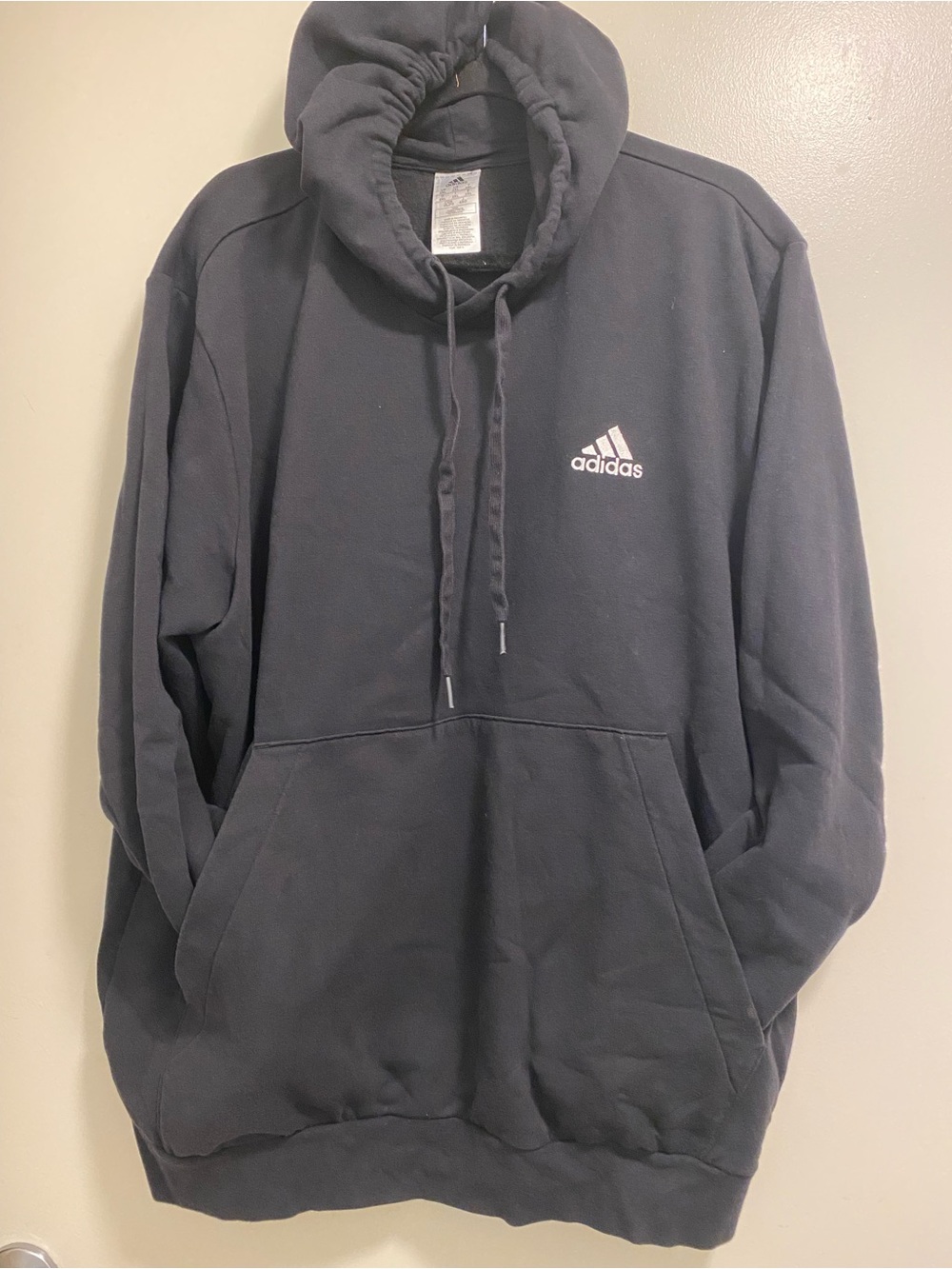 adidas Black Pullover Hoodie with White Logo
